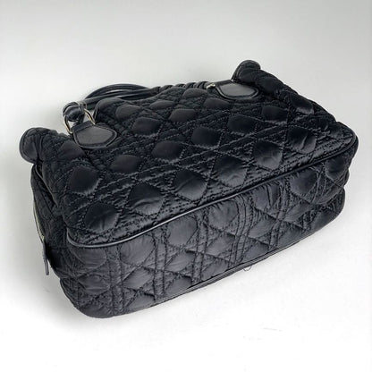 Dior Logo Handbag Cannage Nylon Black