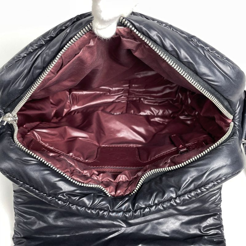 Chanel Coco Cocoon Shoulder Bag CC Logo Quilted Nylon Black