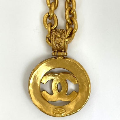 Chanel CC Logo Chain Necklace Long Round Gold Plated
