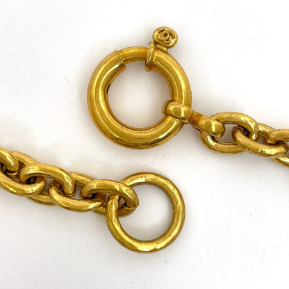 Chanel CC Logo Chain Necklace Long Round Gold Plated