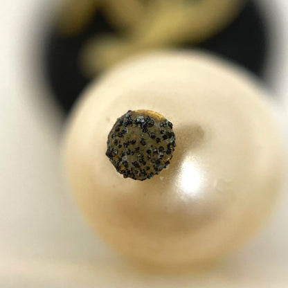 Chanel CC Logo Faux Pearl Earrings Swing Plastic Gold Black