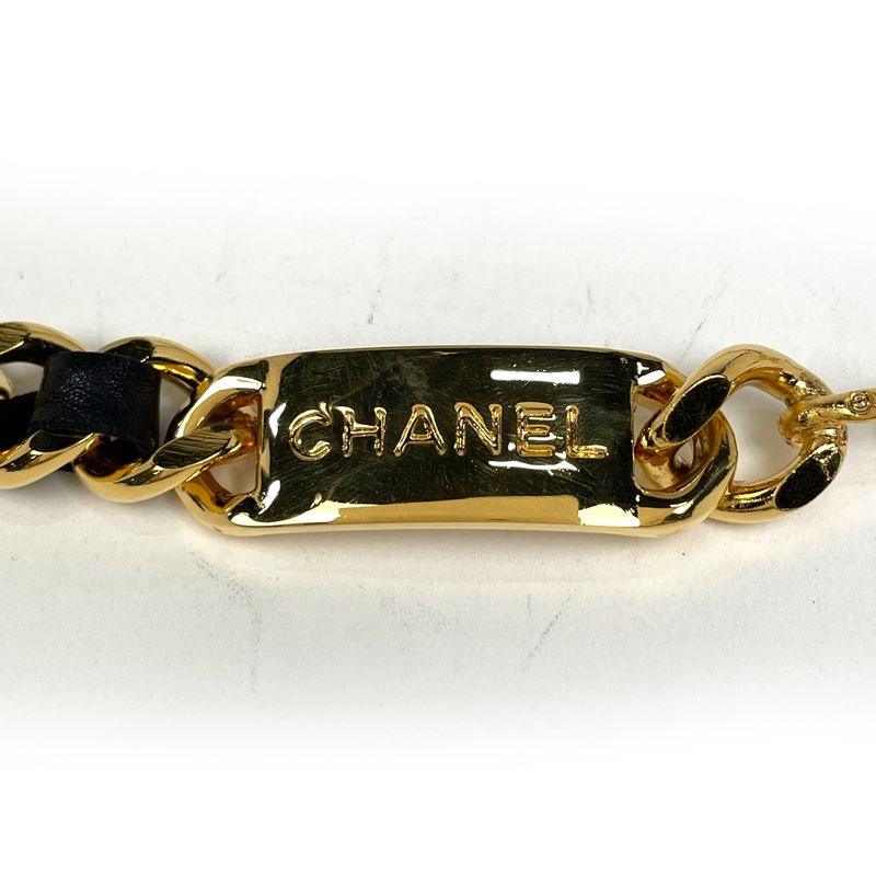 Chanel CC Logo Chain Belt 31 Rue Cambon Leather Gold