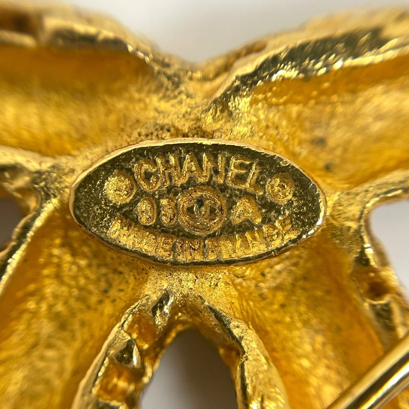 Chanel CC Logo Brooch Tassel Fringe Gold Plated