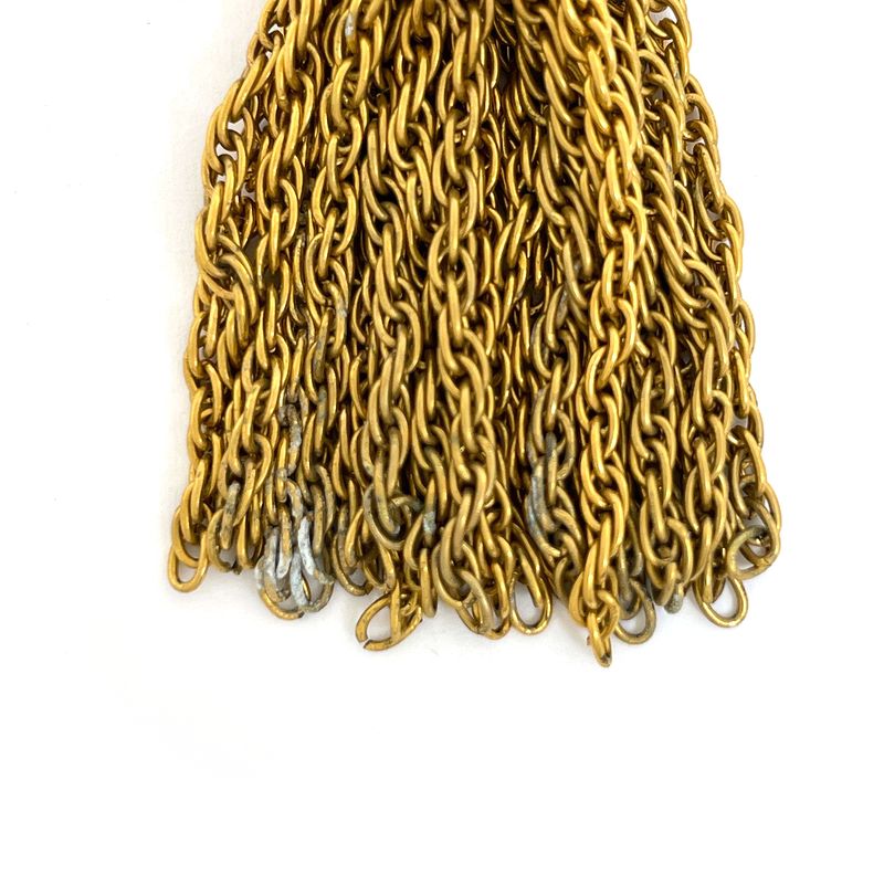 Chanel CC Logo Brooch Tassel Fringe Gold Plated