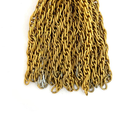 Chanel CC Logo Brooch Tassel Fringe Gold Plated