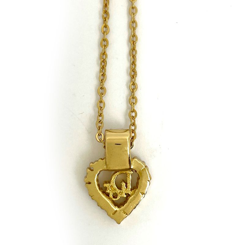Dior Logo Rhinestone Necklace Gold Plated