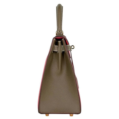 Hermes Kelly 28 Sellier Personal Order 2-Way Shoulder Bag Veau Rose Azale Etoupe