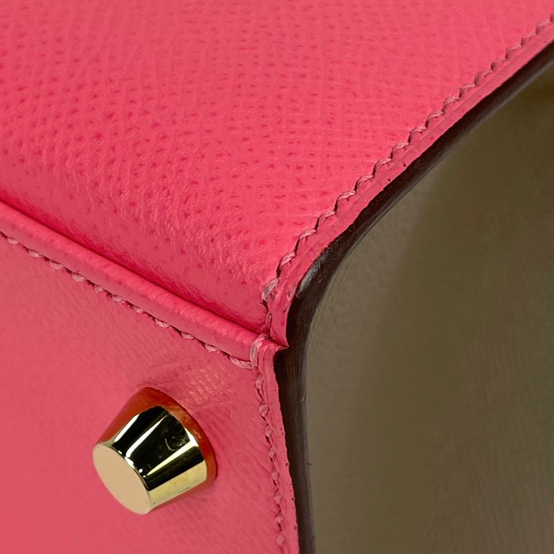 Hermes Kelly 28 Sellier Personal Order 2-Way Shoulder Bag Veau Rose Azale Etoupe