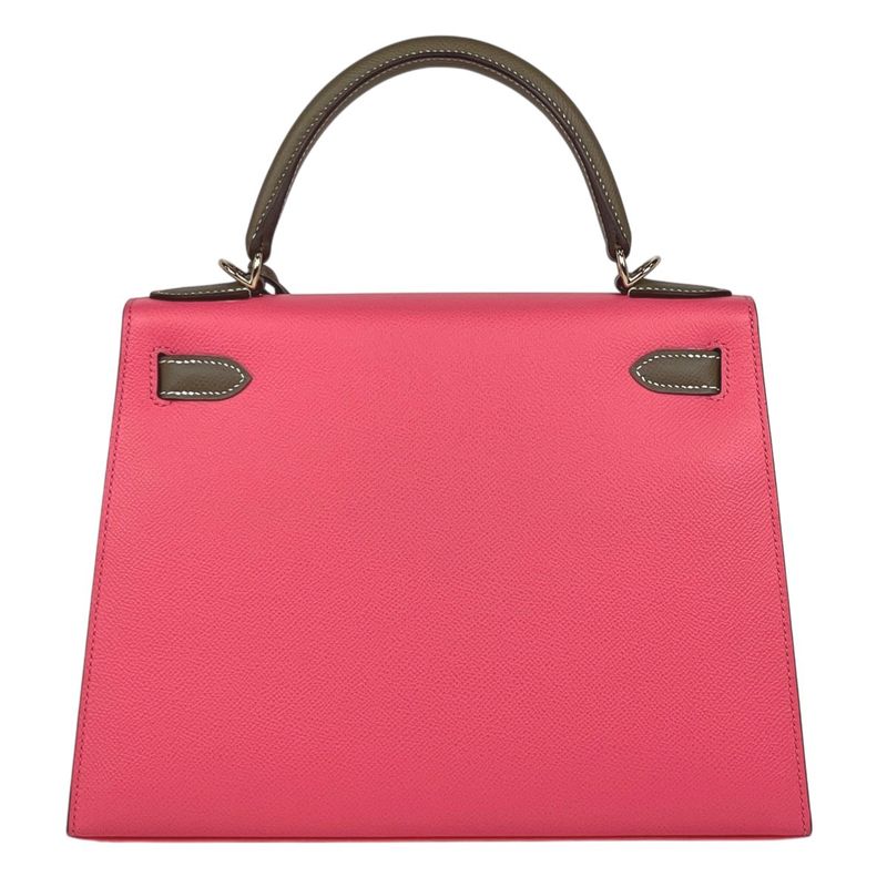 Hermes Kelly 28 Sellier Personal Order 2-Way Shoulder Bag Veau Rose Azale Etoupe