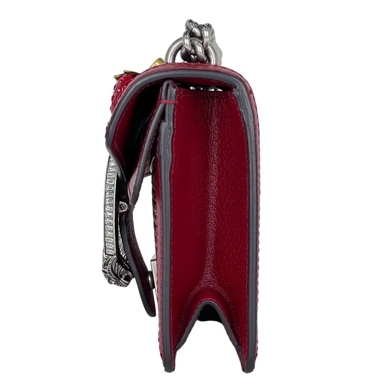 Gucci Dionysus Chain Shoulder Bag Strawberry Motif Leather Red