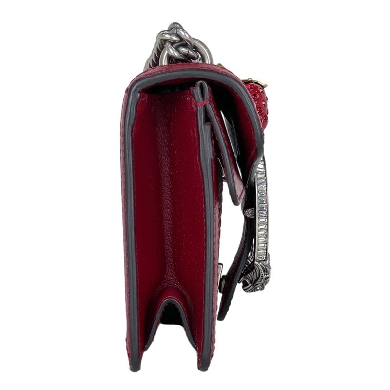 Gucci Dionysus Chain Shoulder Bag Strawberry Motif Leather Red