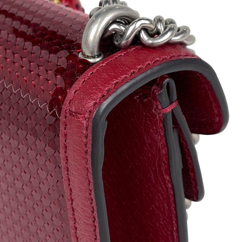 Gucci Dionysus Chain Shoulder Bag Strawberry Motif Leather Red