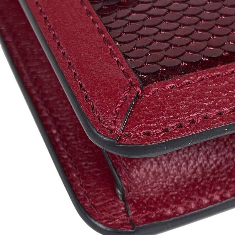 Gucci Dionysus Chain Shoulder Bag Strawberry Motif Leather Red