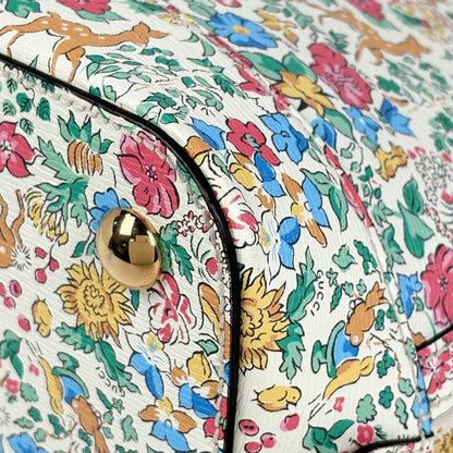 Gucci Horsebit Duffle Handbag Liberty Flower Animal Pattern 2-Way Ivory - Purple Multicolor