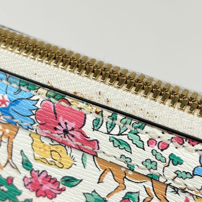 Gucci Horsebit Duffle Handbag Liberty Flower Animal Pattern 2-Way Ivory - Purple Multicolor