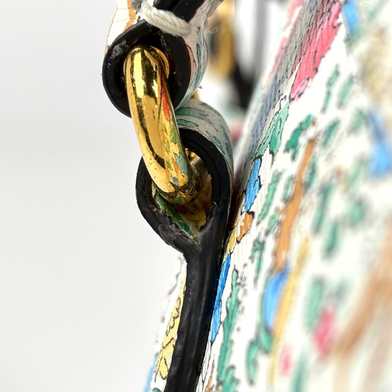 Gucci Horsebit Duffle Handbag Liberty Flower Animal Pattern 2-Way Ivory - Purple Multicolor