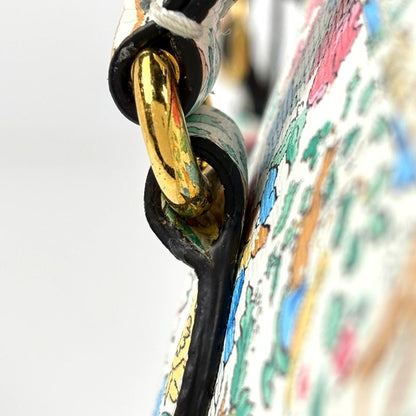 Gucci Horsebit Duffle Handbag Liberty Flower Animal Pattern 2-Way Ivory - Purple Multicolor