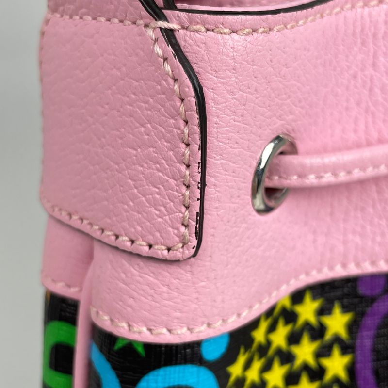 Gucci GG Psychedelic Shoulder Bag Star Drawstring Black Multicolor - Pink