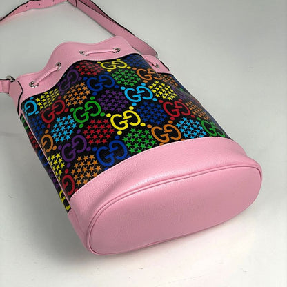 Gucci GG Psychedelic Shoulder Bag Star Drawstring Black Multicolor - Pink