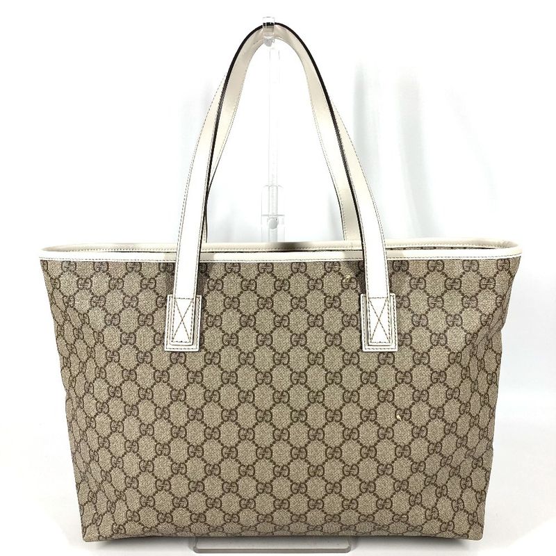 Gucci Shoulder Bag Logo GG Supreme Canvas Beige White