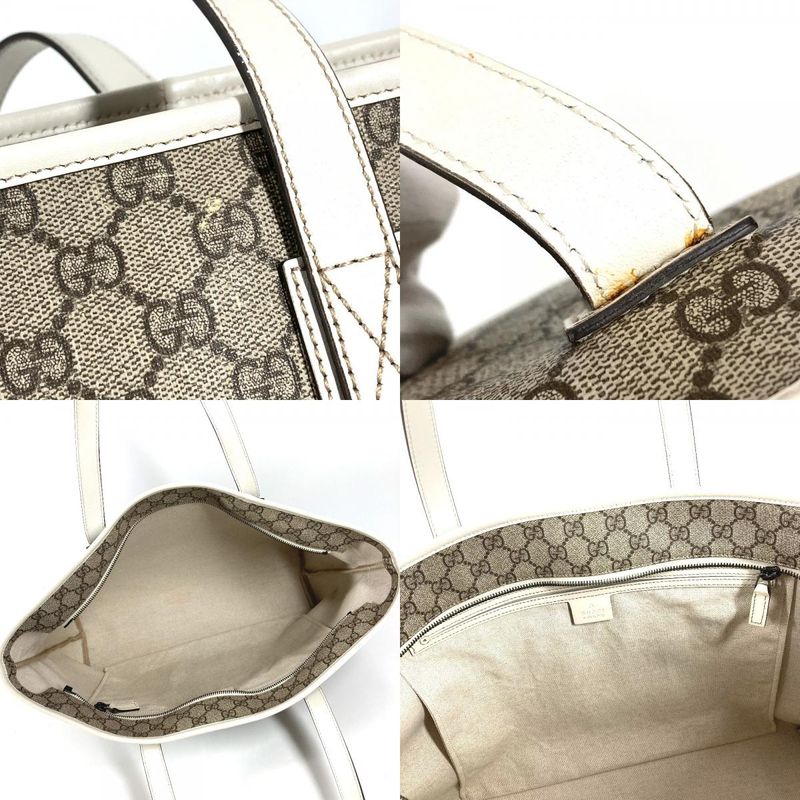 Gucci Shoulder Bag Logo GG Supreme Canvas Beige White