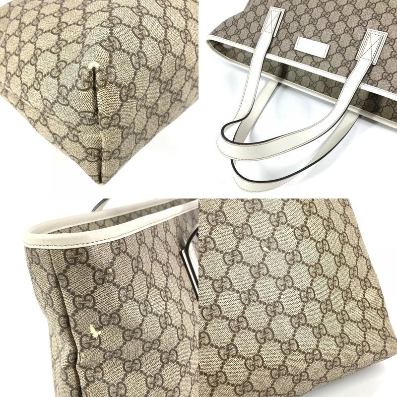 Gucci Shoulder Bag Logo GG Supreme Canvas Beige White