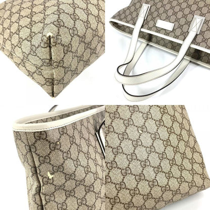 Gucci Shoulder Bag Logo GG Supreme Canvas Beige White