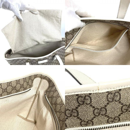 Gucci Shoulder Bag Logo GG Supreme Canvas Beige White