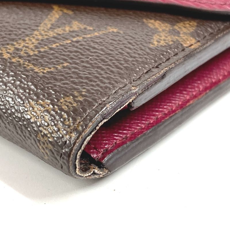 Louis Vuitton Trifold Wallet Portefeuille Mari Lou Monogram Canvas Fuchsia Pink Brown