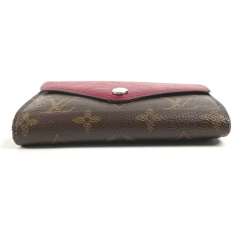 Louis Vuitton Trifold Wallet Portefeuille Mari Lou Monogram Canvas Fuchsia Pink Brown