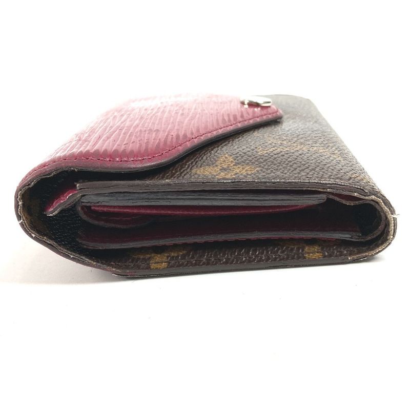 Louis Vuitton Trifold Wallet Portefeuille Mari Lou Monogram Canvas Fuchsia Pink Brown