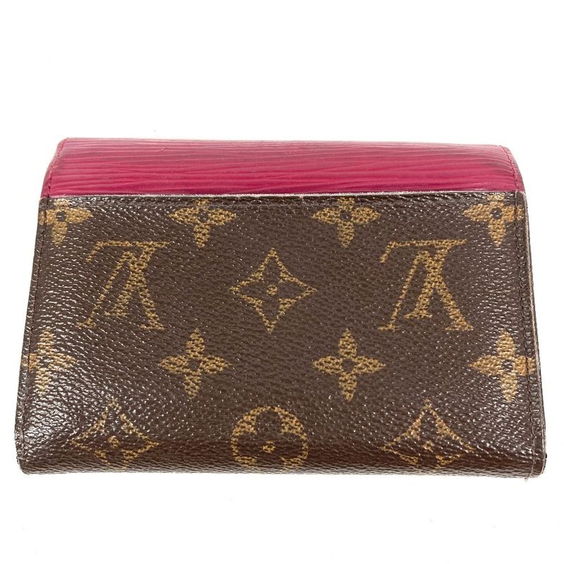 Louis Vuitton Trifold Wallet Portefeuille Mari Lou Monogram Canvas Fuchsia Pink Brown