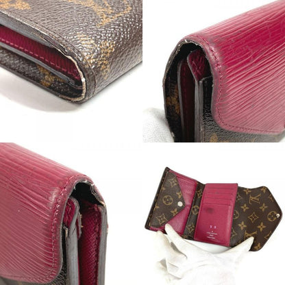 Louis Vuitton Trifold Wallet Portefeuille Mari Lou Monogram Canvas Fuchsia Pink Brown
