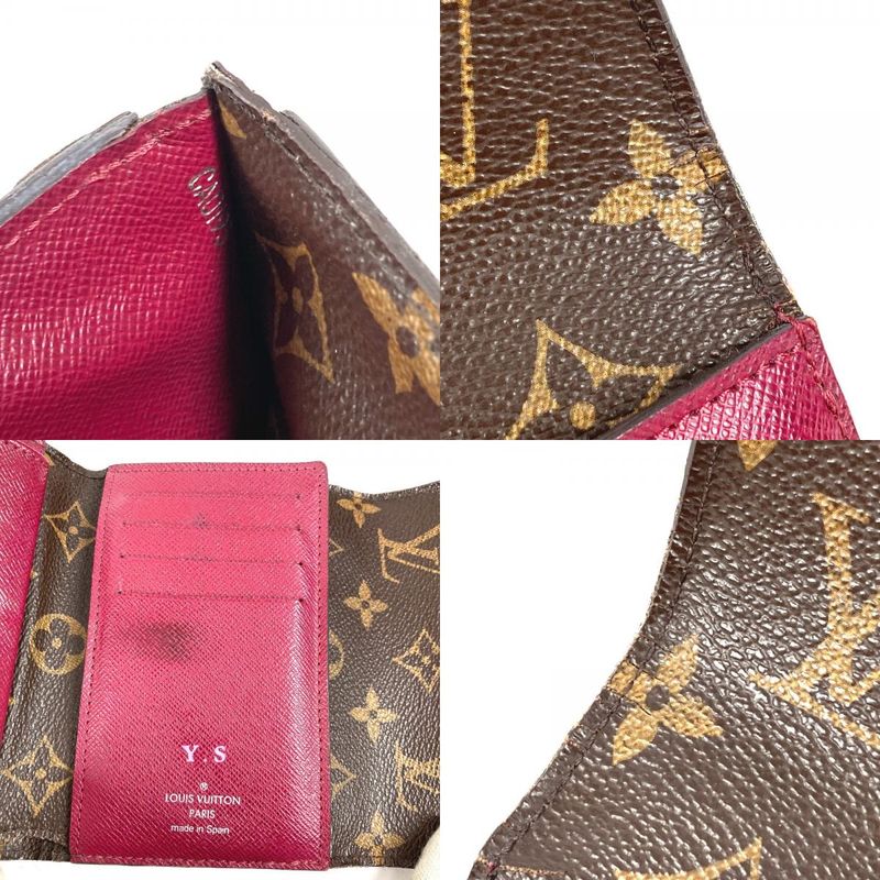 Louis Vuitton Trifold Wallet Portefeuille Mari Lou Monogram Canvas Fuchsia Pink Brown