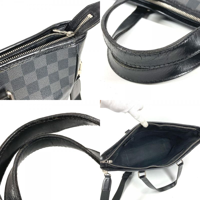 Louis Vuitton Shoulder Bag Tadao Damier Graphite Canvas Black