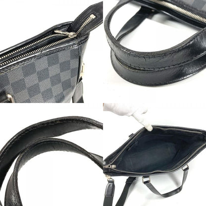Louis Vuitton Shoulder Bag Tadao Damier Graphite Canvas Black