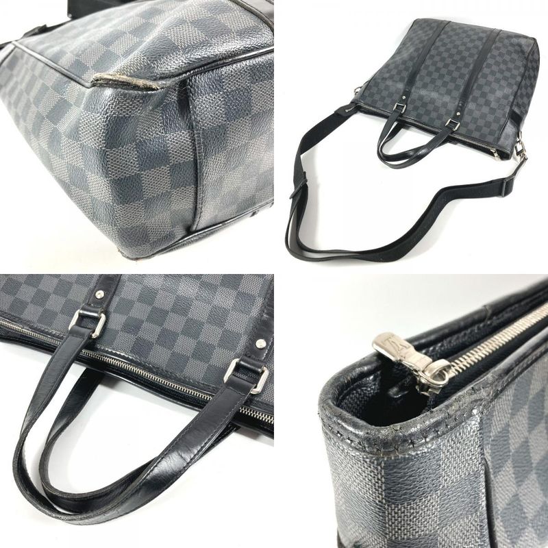 Louis Vuitton Shoulder Bag Tadao Damier Graphite Canvas Black