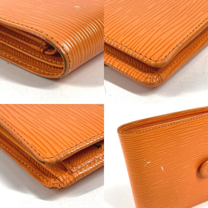Louis Vuitton Bifold Wallet Porte Billets Compact Epi Leather Mandarin Mandarin Orange