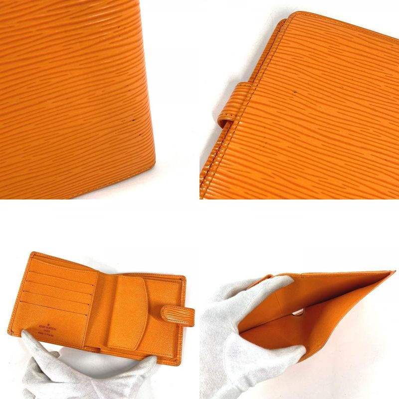 Louis Vuitton Bifold Wallet Porte Billets Compact Epi Leather Mandarin Mandarin Orange