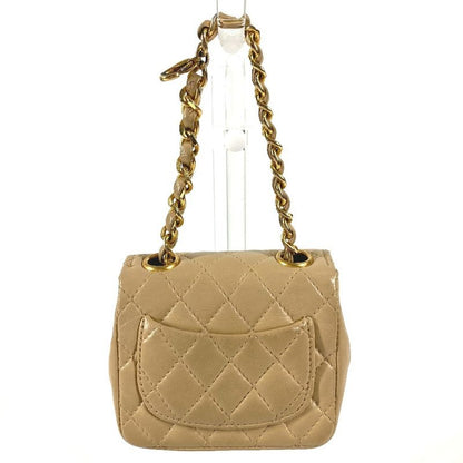 Chanel Handbag Mini Quilted Lambskin Beige