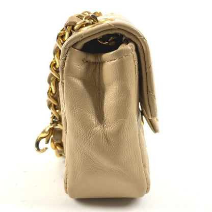 Chanel Handbag Mini Quilted Lambskin Beige
