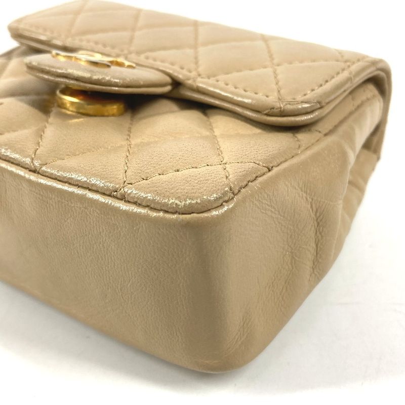 Chanel Handbag Mini Quilted Lambskin Beige