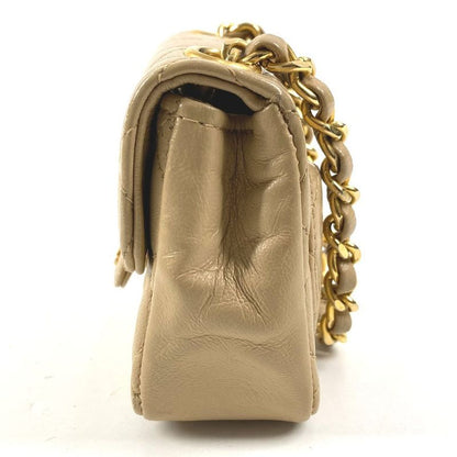Chanel Handbag Mini Quilted Lambskin Beige