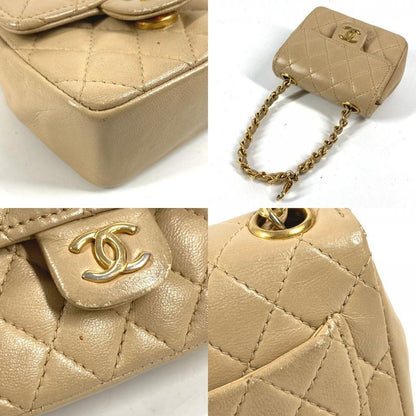 Chanel Handbag Mini Quilted Lambskin Beige