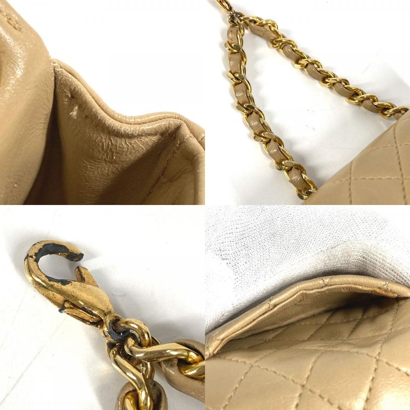 Chanel Handbag Mini Quilted Lambskin Beige