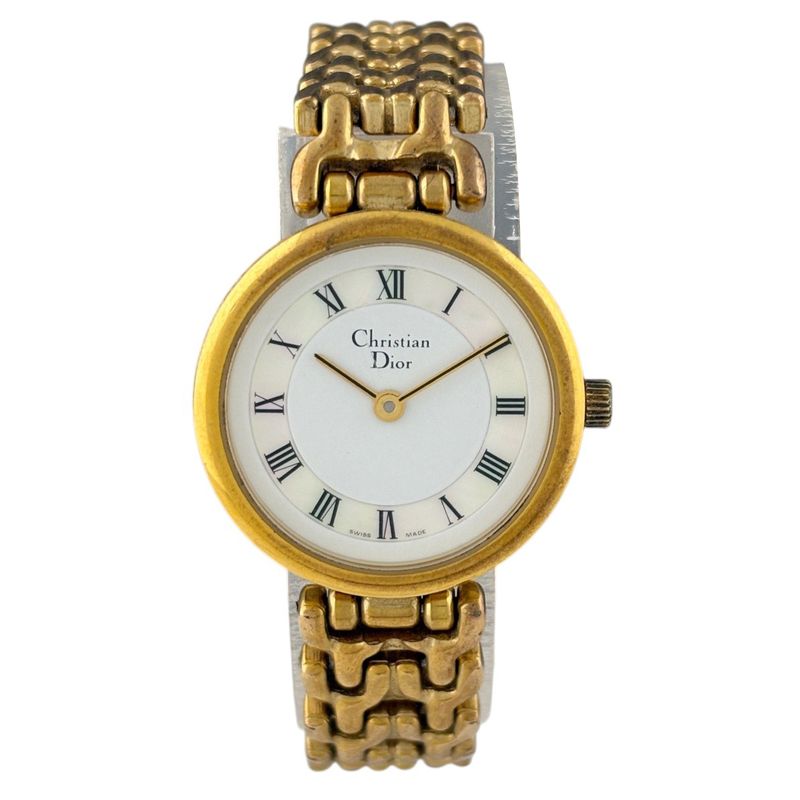 Dior Round Shell Dial Watch SS Quartz White
