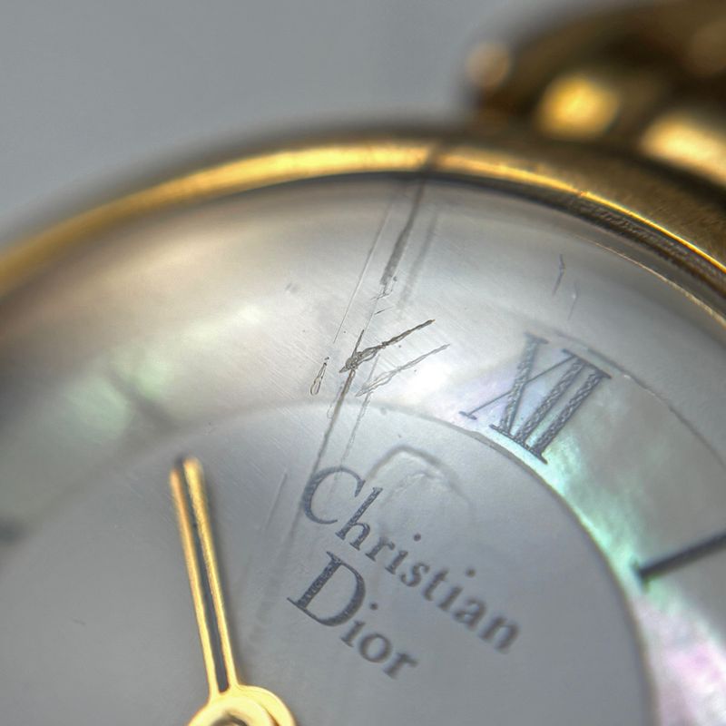 Dior Round Shell Dial Watch SS Quartz White