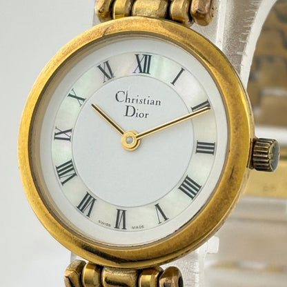 Dior Round Shell Dial Watch SS Quartz White