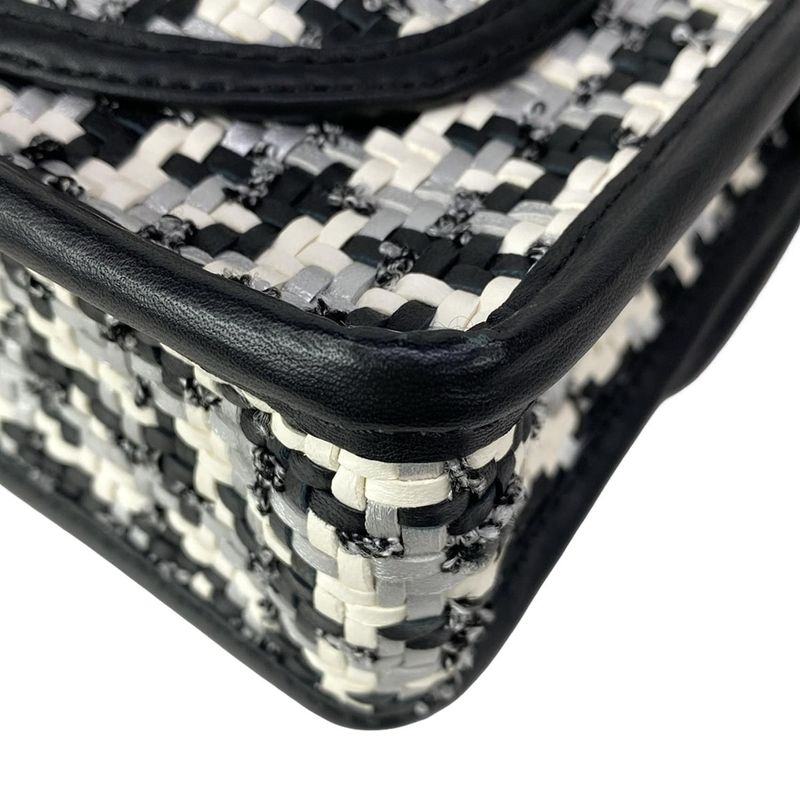 Chanel Shoulder Bag Black Silver White Lambskin X
