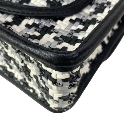 Chanel Shoulder Bag Black Silver White Lambskin X
